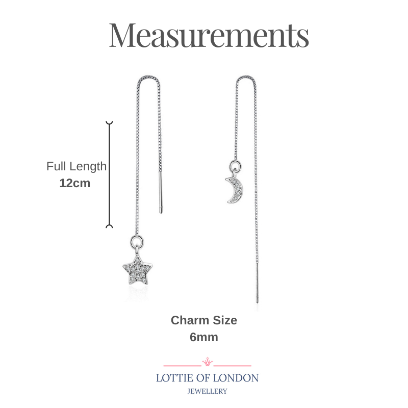 Moon & Star Threader Earrings for Women | Dangle Earrings