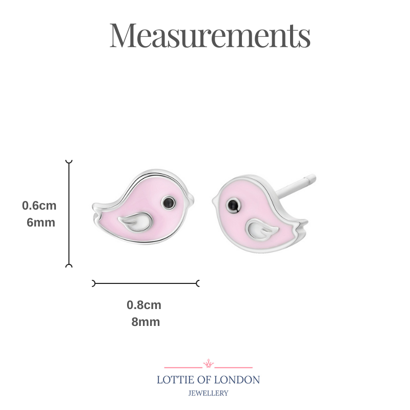 Tiny Bird Stud Earrings in Pink for Women