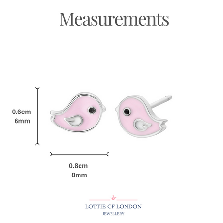 Tiny Bird Stud Earrings in Pink for Women