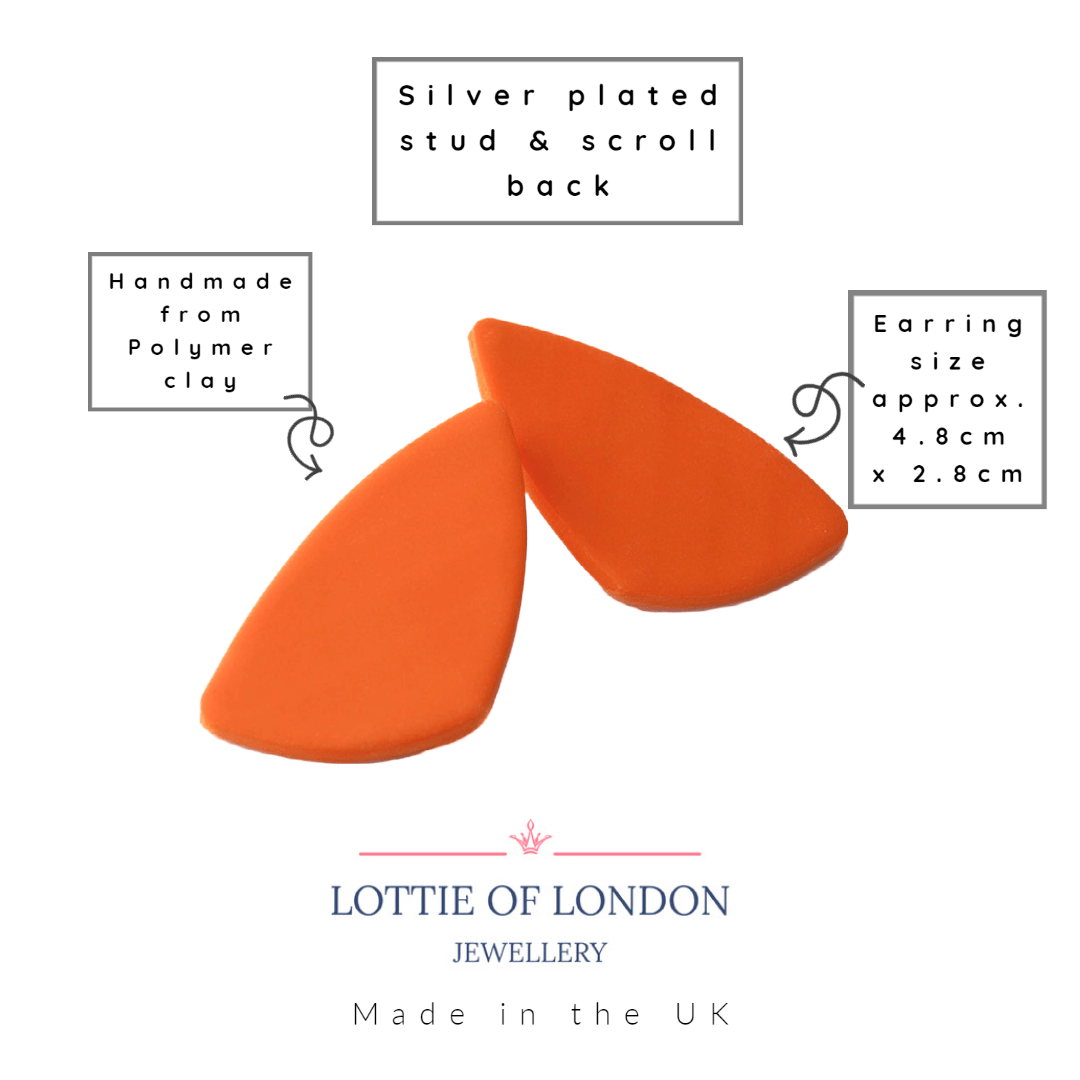 Large statement stud earrings for women in orange | Geometric Stud Jewellery