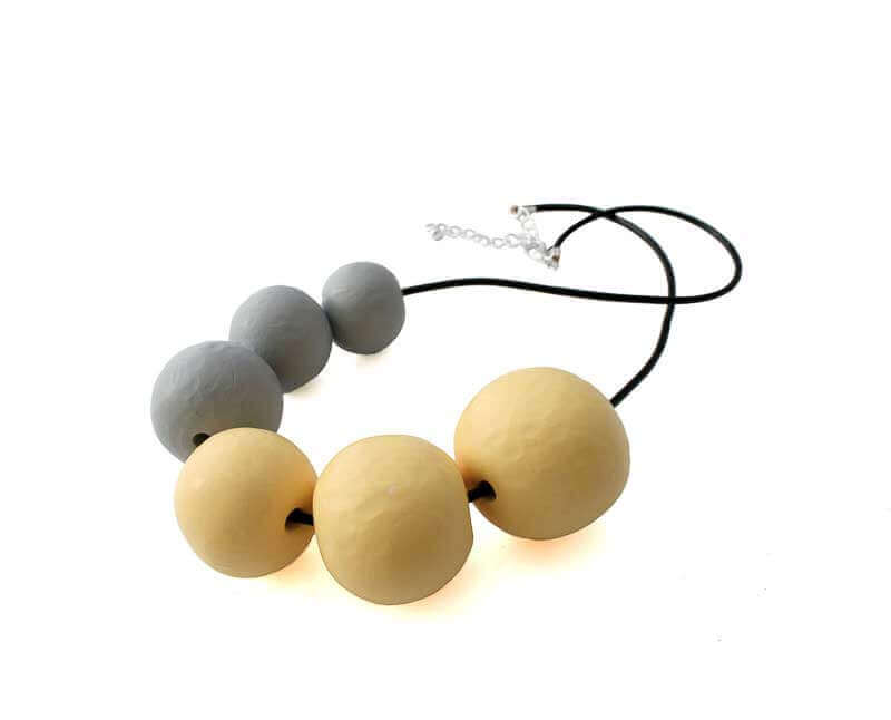 Chunky Statement Necklace in Grey & Yellow - Lottie Of London Jewellery