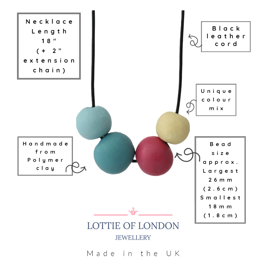 chunky bead necklace for women | Multi coloured clay statement jewellery