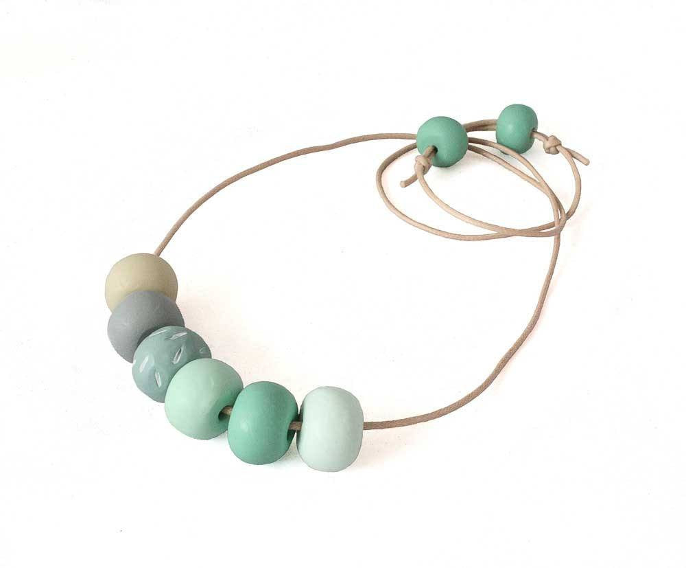 Long Bead Necklace in Green - Lottie Of London Jewellery
