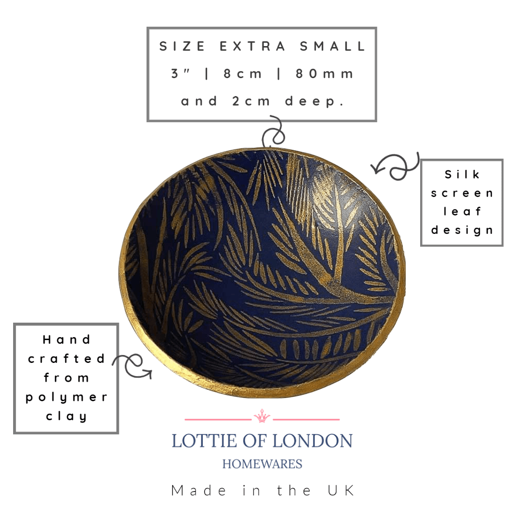 Small Ring Dish or Trinket Holder in Navy & Gold