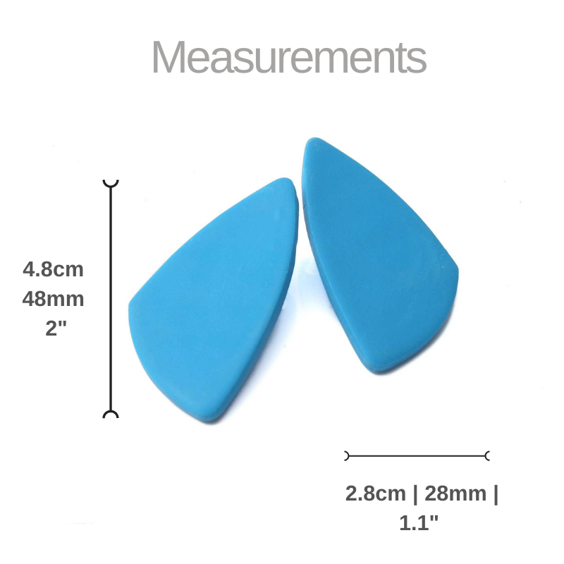 Large geometric stud earrings for women in blue