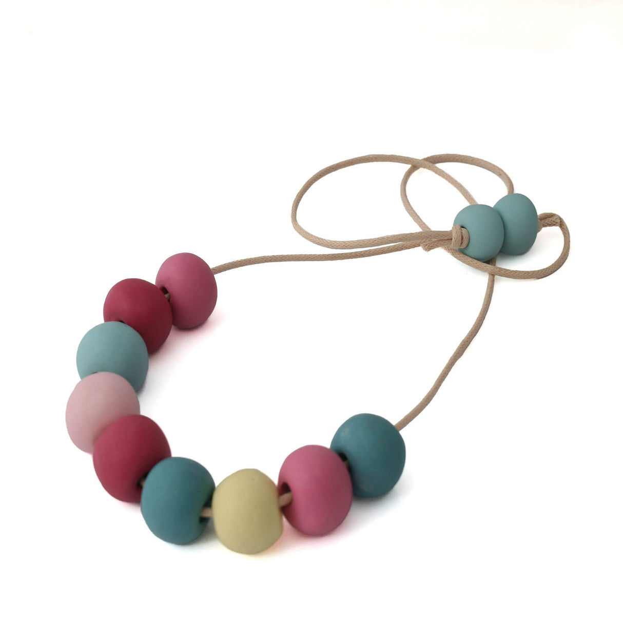 Colourful Bead Necklace for Women | Long Adjustable Clay Necklace