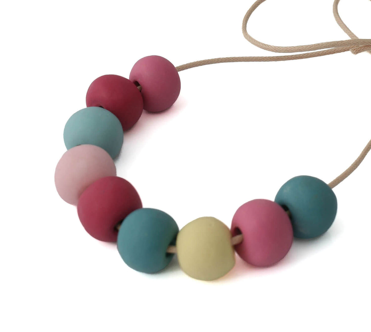 Colourful Bead Necklace for Women | Long Adjustable Clay Necklace