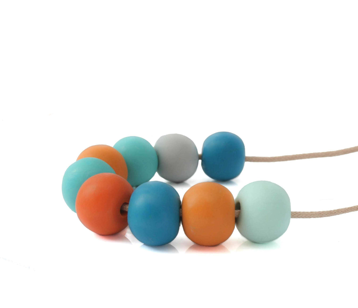 long bead necklace for women in turquoise blue