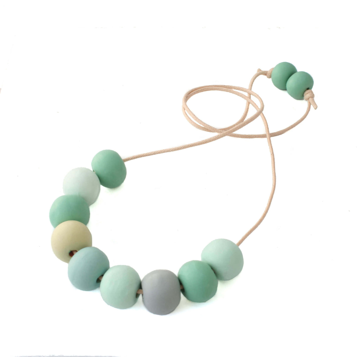 Long Bead Necklace in Green