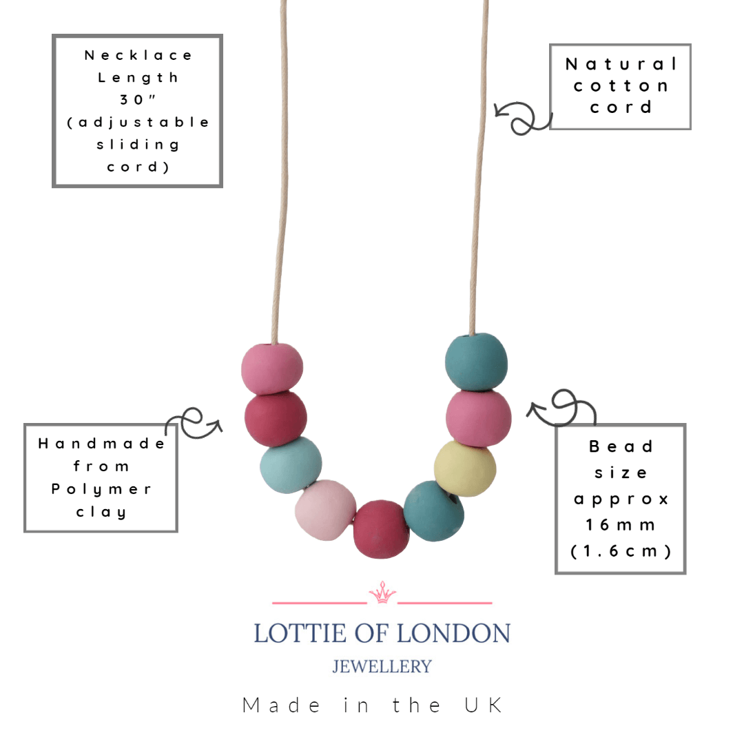 Colourful Bead Necklace for Women | Long Adjustable Clay Necklace