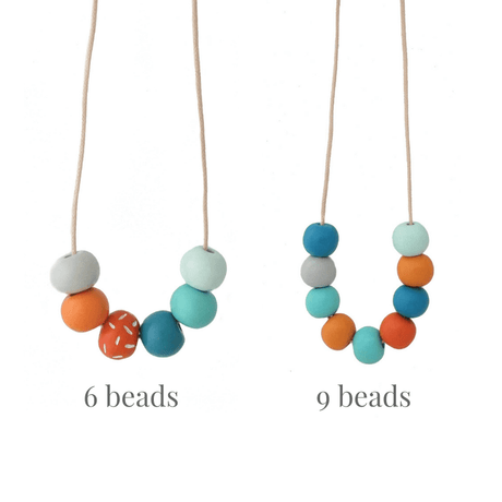 long bead necklace for women in turquoise blue