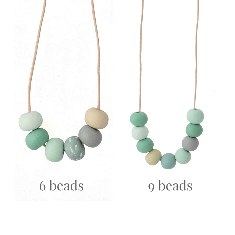 Long Bead Necklace in Green