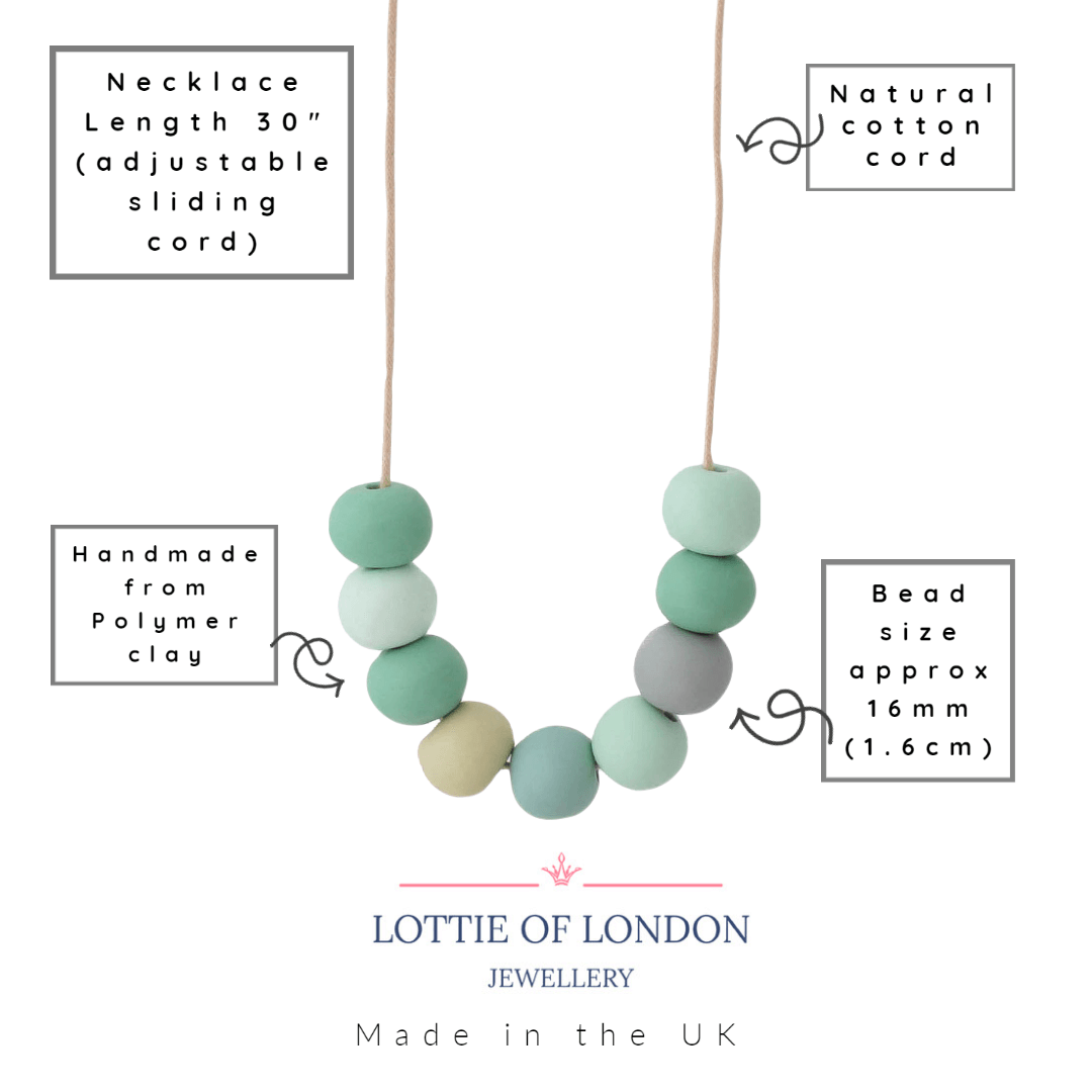 Long Bead Necklace in Green