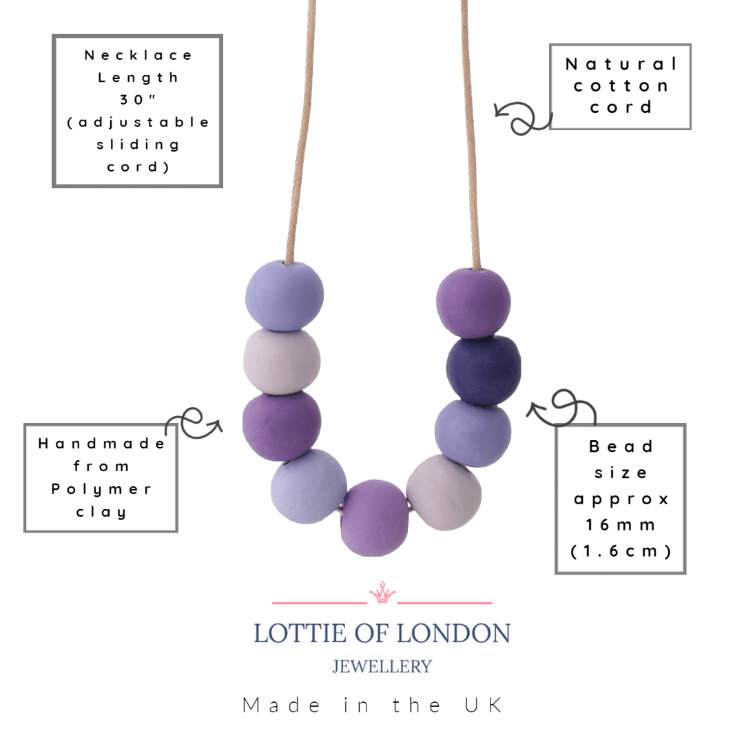 Purple Long Bead Necklace for Women