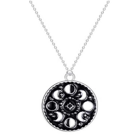 Moon phase pendant necklace for women in silver