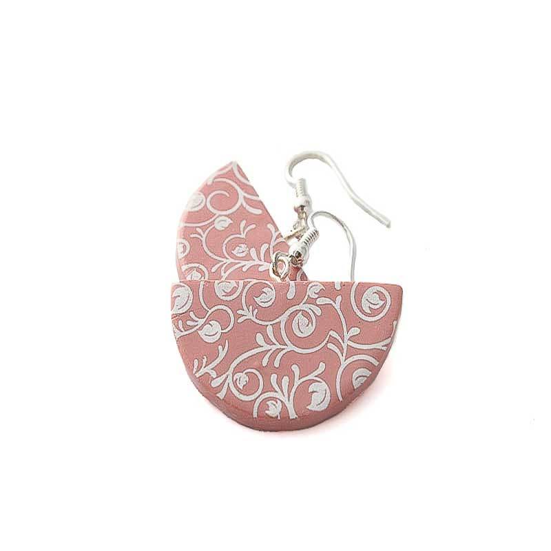 Half Moon Drop Earrings for Women in Pink - Lottie Of London Jewellery