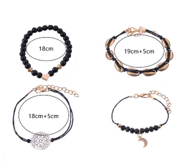 Boho Stacking Bracelets in Black - Lottie Of London Jewellery