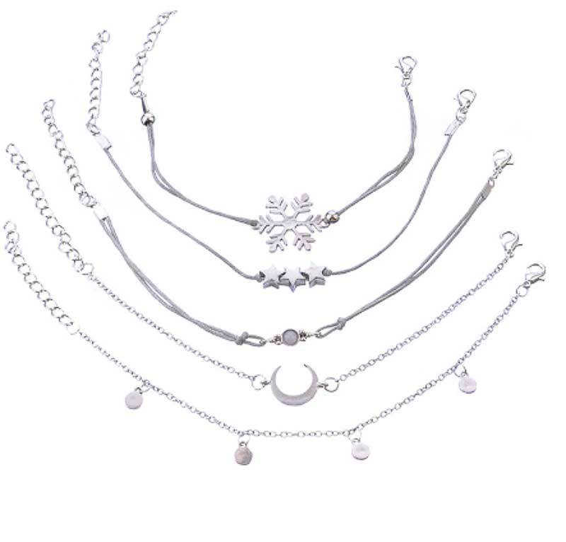 Snowflake Stacking Bracelets | Boho Jewellery - Lottie Of London Jewellery