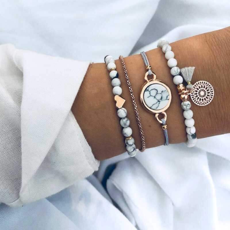Boho Stacking Bracelets in Grey - Lottie Of London Jewellery