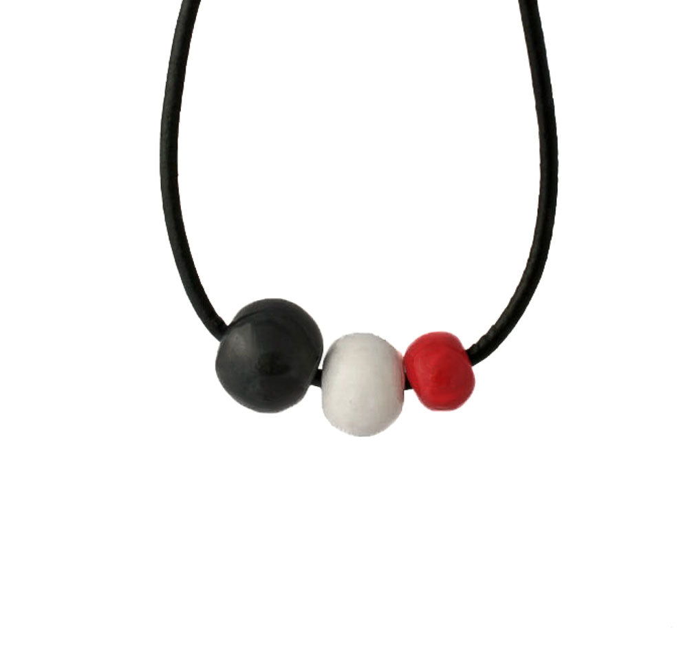 Chunky Statement Necklace in Black, White and Red - Lottie Of London Jewellery