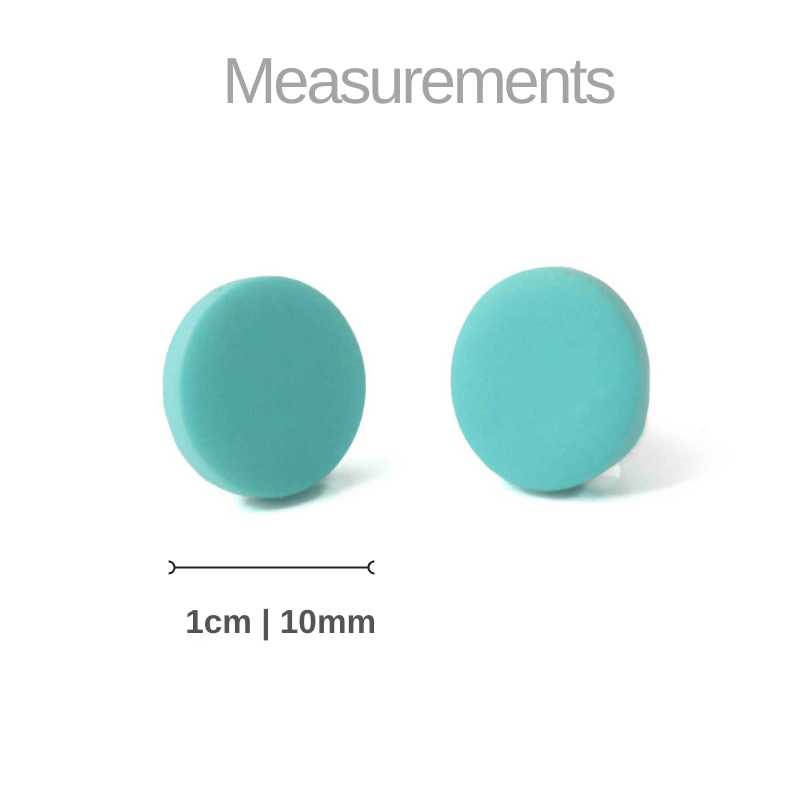 Circle stud earrings in turquoise blue