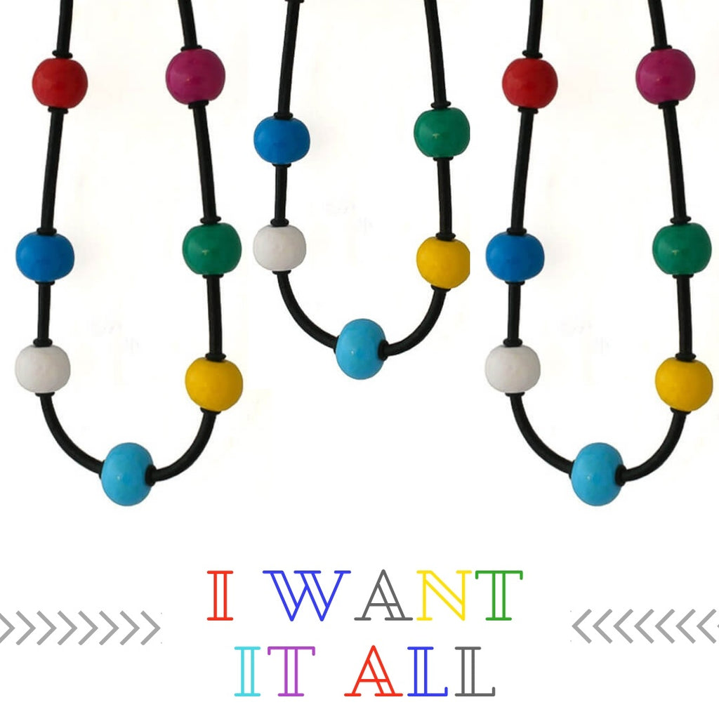 New Multi colour chunky bead necklace at lottie of london jewellery
