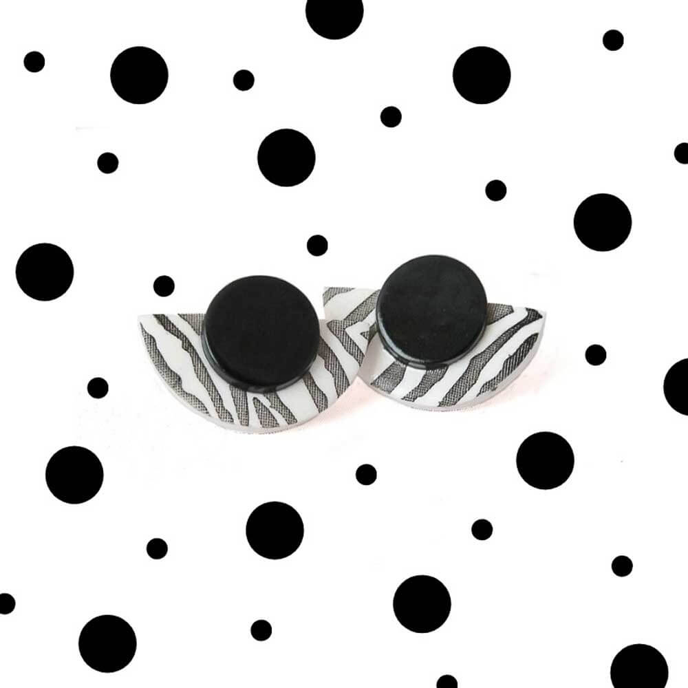 Zebra print statement earrings at Lottie Of London