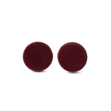 Burgundy Red Stud Earrings - Minimalist Clay Jewellery