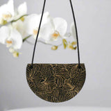 Bib Pendant Necklace with Black & Gold Ginkgo Design