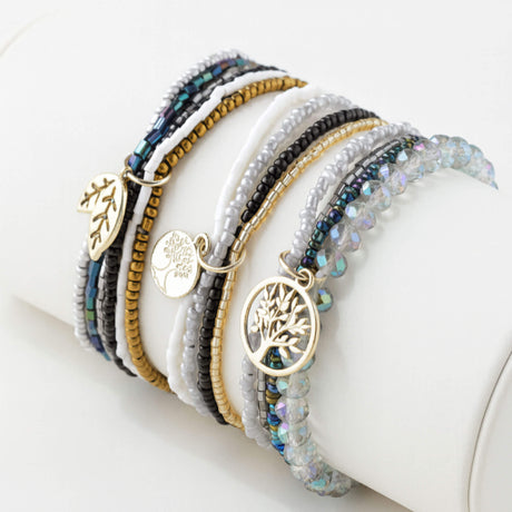 black and grey bracelet stack - Lottie Of London Jewellery UK