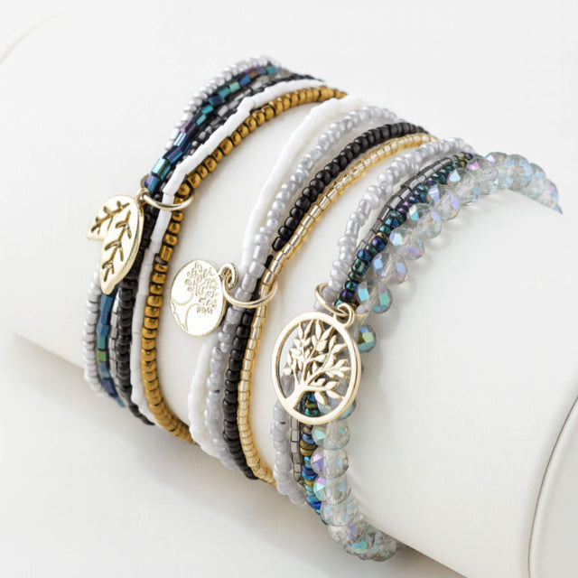 black and grey bracelet stack - Lottie Of London Jewellery UK