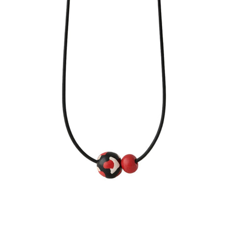 black red chunky bead necklace, handmade jewellery at lottie of london