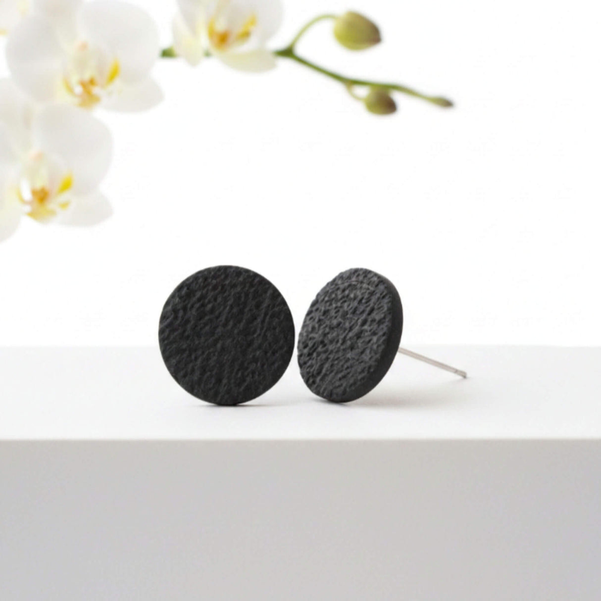 Black Stud Earrings | Minimalist Clay Jewellery