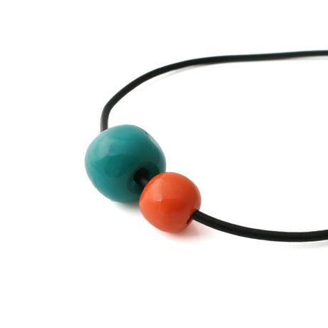 Teal Blue Chunky Bead Necklace for Women | Unique Statement Jewellery