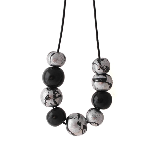 black and silver chunky statement necklace - handmade at lottie of london jewellery