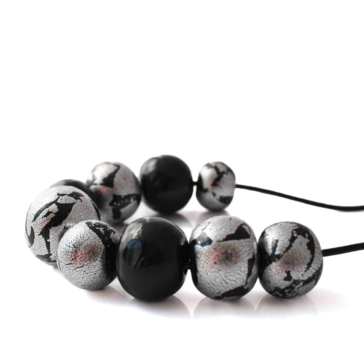 Black and Silver Chunky Statement Necklace for Women