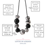 Black and Silver Chunky Statement Necklace for Women