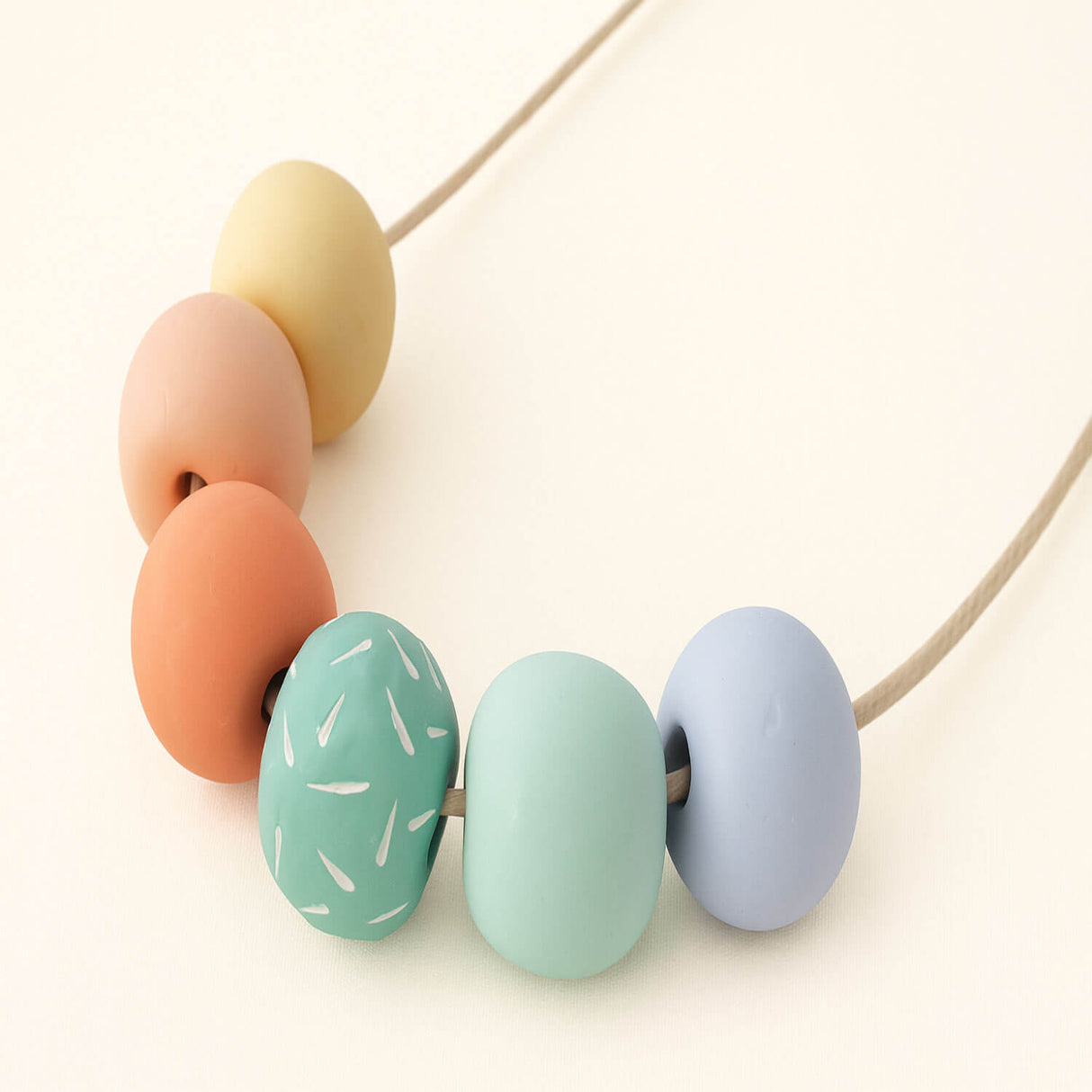 Colourful Bead Necklace | Adjustable Long Pastel Clay Necklace