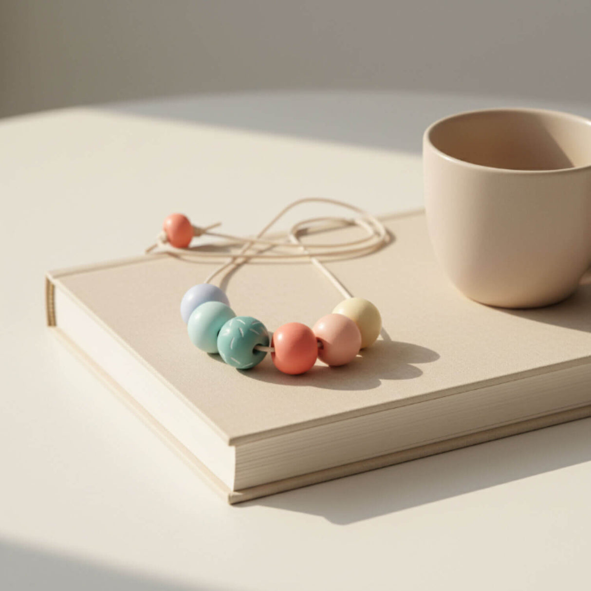 Colourful Bead Necklace | Adjustable Long Pastel Clay Necklace