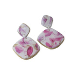 Drop Earrings for Women with Purple Floral Print | Limited Edition