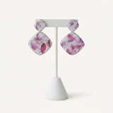 Purple Drop Earrings for Women with Floral Print | Limited Edition