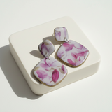 Purple Drop Earrings for Women with Floral Print | Limited Edition