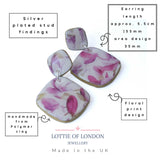 Drop Earrings for Women with Purple Floral Print | Limited Edition