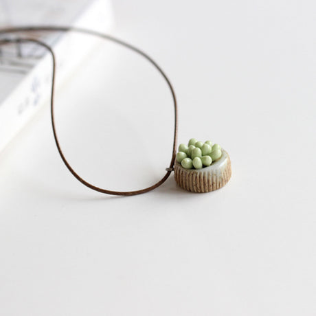 Succulent Pendant Necklace | Boho Nature-Inspired Ceramic Jewellery