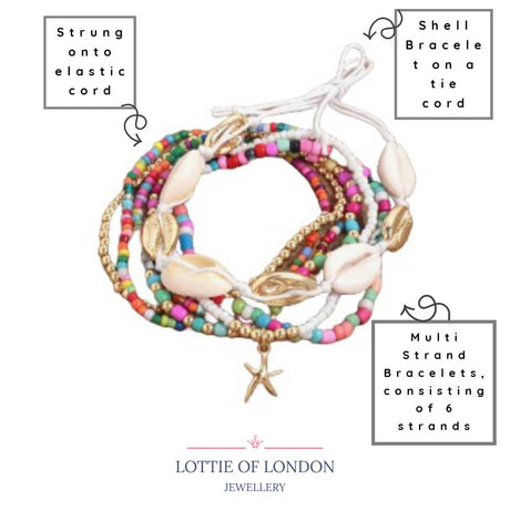 Tropical Boho Seashell Bracelet – Colourful Summer Stacking Jewellery