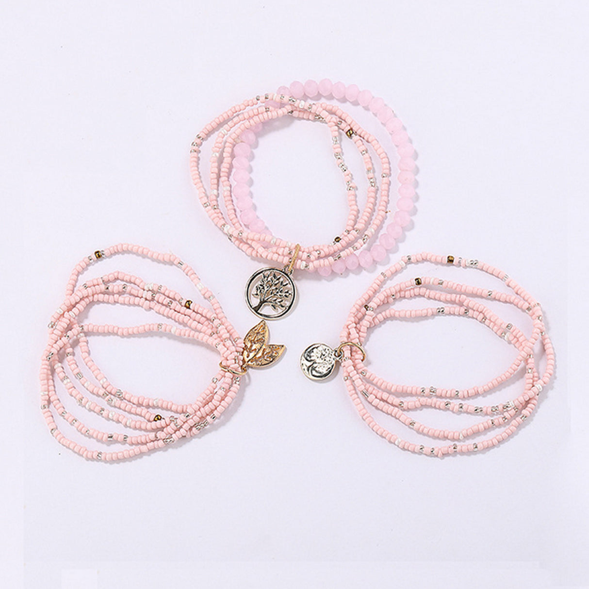 Pale Pink Boho Stacking Bracelet | Multi Strand Bracelet