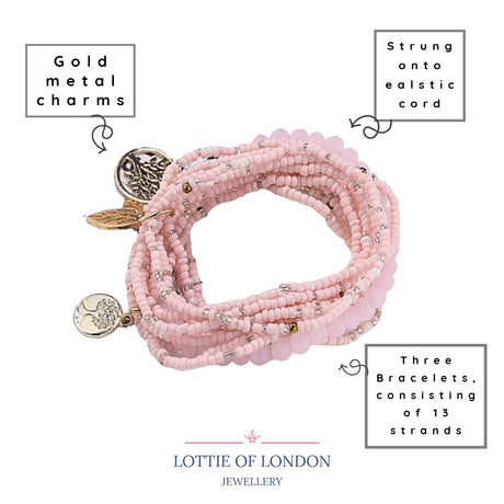 Pale Pink Boho Stacking Bracelet | Multi Strand Bracelet
