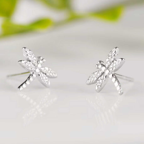 Dragonfly Stud Earrings for Women in Silver