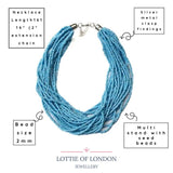 Turquoise Blue Multi-Strand Statement Necklace - Colourful Statement Jewellery
