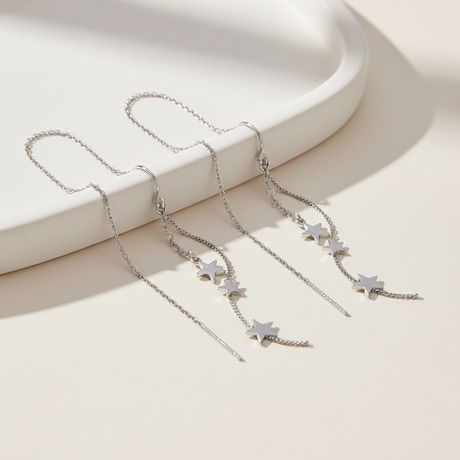 Twisted Star Threader Earrings for Women